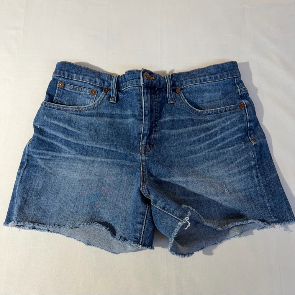 Madewell High-Rise Denim Shorts Raw Hem‎ Medium Wash Sz 30 Bohochic Ameriacana